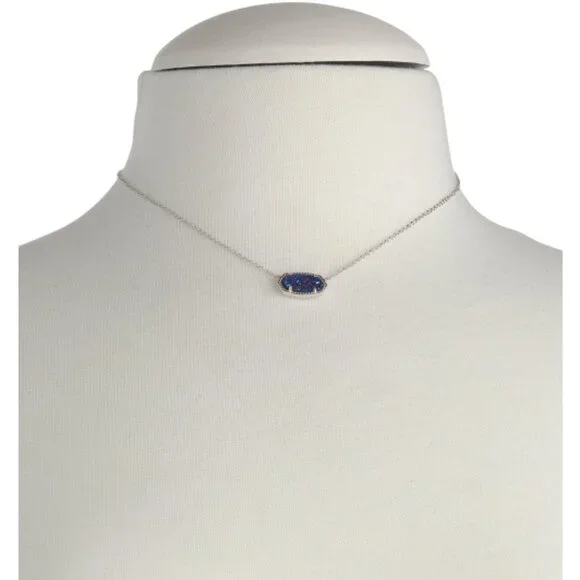 KENDRA SCOTT Silver Silver Elisa Indigo Blue Drusy Necklace